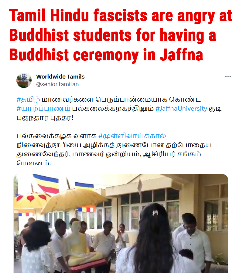 🔴

🇱🇰 Tamil Hindus live freely in the south, but can't  handle religious freedom in the north

🔴

#SLNews සිංහල Ranil Aragalaya අරගලය தமிழ் Jaffna Eelam Nadu LTTE Colombo Tamil Sinhala Sinhalese Tamileelam Hinduism Hindu Kurundi Kurunthur ஈழம்  Buddhism Buddha Buddhist