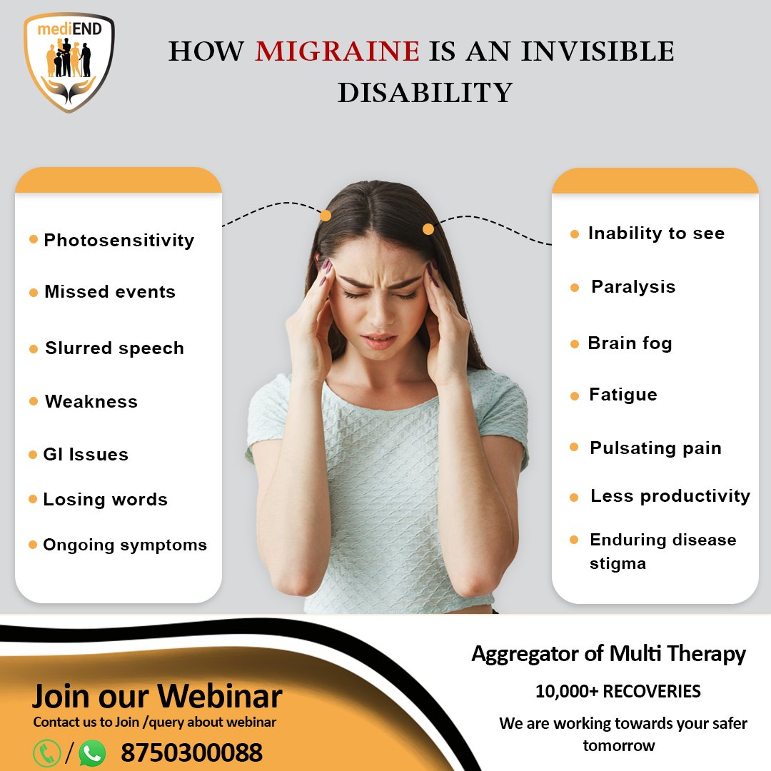 medi_end_'s tweet photo. Join Our #Webinar about #migraine #headache
Contact us to join Webinar or any Query - 8750300088
Register Webinar at: https://t.co/hSRbmGsebq
.
.
#Health #Register #mediend #weakness #giissues #brainfog #pulsatingpain #paralysis #lessproductivity #losingwords #ongoingsymptoms https://t.co/QFaBooA32k