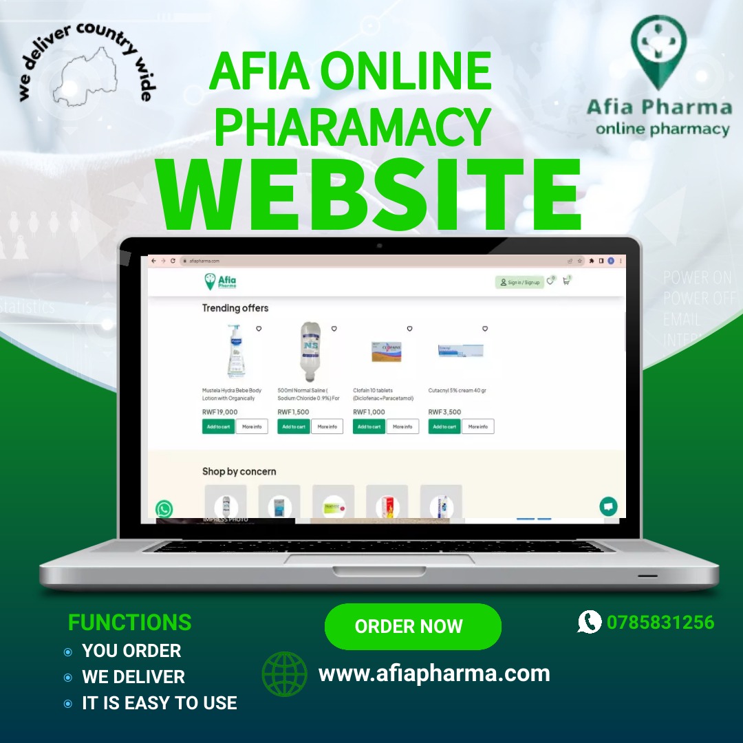 You can now order your medicine while you are sitting home and be delivered to your door . Reach us through this link:afiapharma.com
#onlinepharmacy #kigali #rwanda #homedelivery