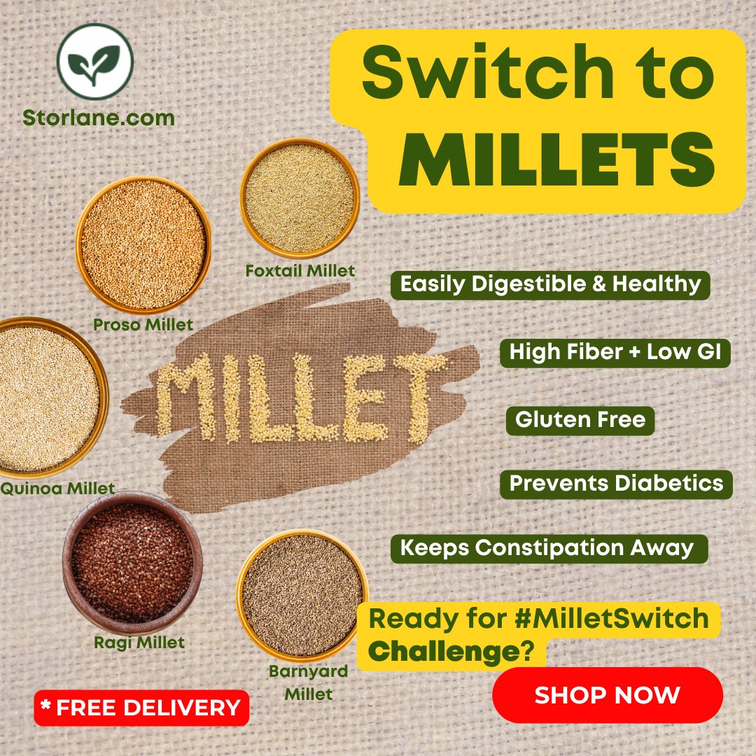 storlane's tweet photo. 🌾🥣 Make the #MilletSwitch for a Healthier You! 🥗🏋️‍♂️
Shop now 🛒:https://t.co/RrAt157Y8A

#Storlane #HealthyEating #SustainableLiving #GoodForYouAndThePlanet #MilletLove #NutritionMatters #MilletSwitch #HealthIsWealth 🥳🌾 https://t.co/YdLG4oQyep