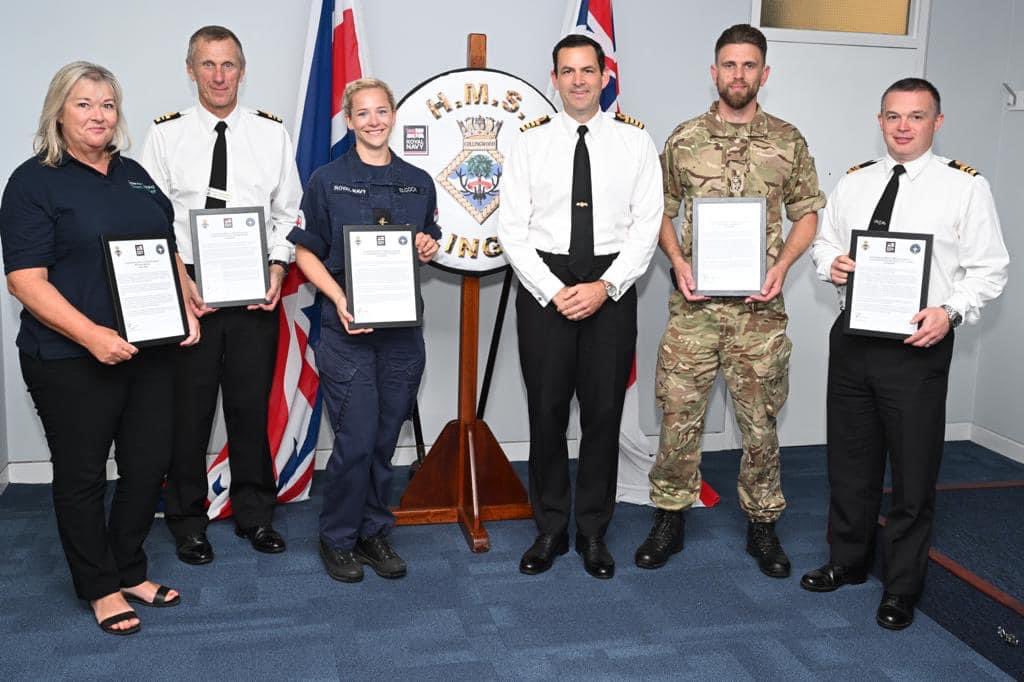 HMS_Collingwood's tweet photo. Celebrating excellence and teamwork!
Captain Tim Davey proudly presented his End of Term awards to personnel who have gone above and beyond at HMS Collingwood.
Their incredible service and dedication are truly commendable.
#MadeInTheRoyalNavy #ServingWithPride #NavyValues https://t.co/ZntWEb9dV4