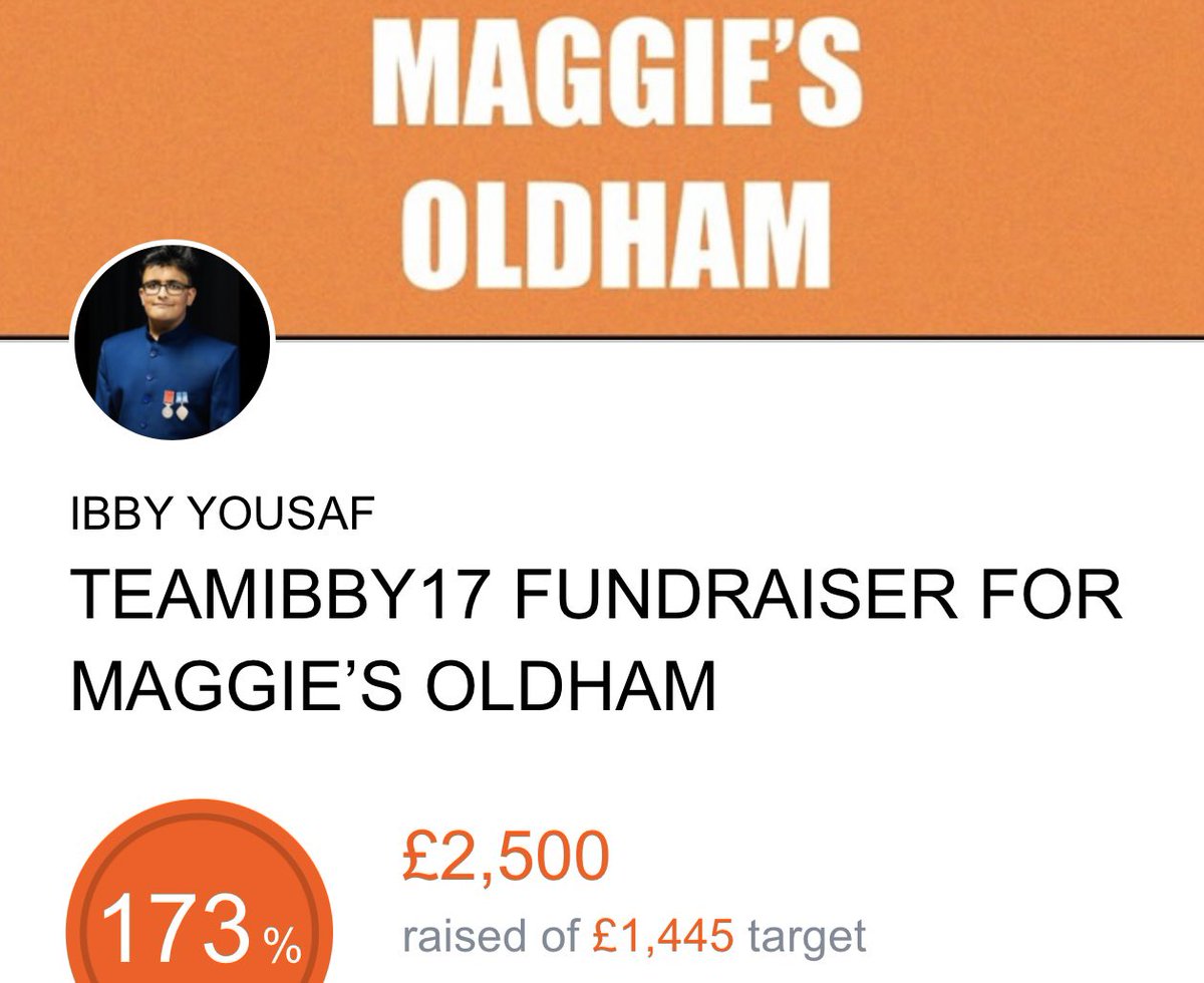 WE HAVE DONE IT #TeamIbby17

Absolutely incredible that we have hit £2,500 for <a href="/maggiesoldham/">Maggie's Oldham</a> A massive thanks to everyone who so kindly donated as a team or individually. I honesty can’t thank you all enough for once again your phenomenal support. justgiving.com/page/teamibby17