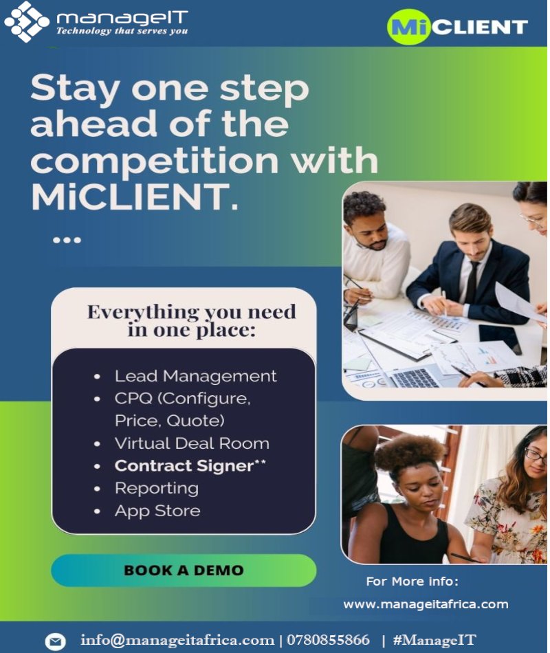 manageitafrica's tweet image. Why do people choose #MiClient over other sales softwares?
• Build complex quotations within few minutes with customizable templates

Contact us 
📷 Visit our : rb.gy/0aypf
📷 Tell: +254 7 0780 855 866
email us: info@manageitafrica.com
#Worldcoin #Africa #Lizzo