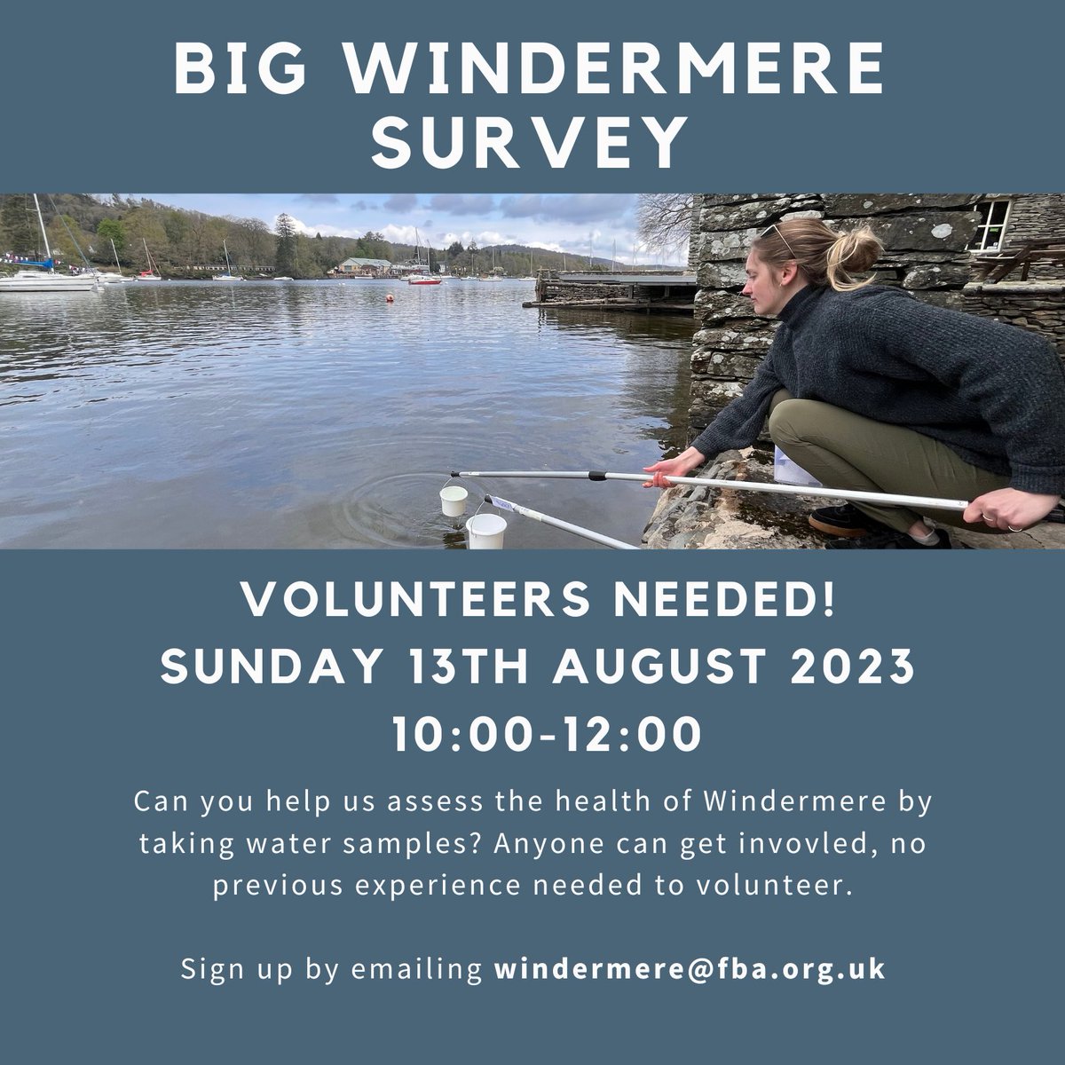 Freshwater Biological Association (FBA) (@freshwaterbio) on Twitter photo Big Windermere Survey needs your help! Become a citizen scientist for the day and help us collect water samples from Windermere. Sign up by emailing windermere@fba.org.uk or head to our website fba.org.uk/volunteer/the-…
#bigwindermeresurvey #citizenscience #volunteer #Science Big Windermere Survey needs your help! Become a citizen scientist for the day and help us collect water samples from Windermere. Sign up by emailing windermere@fba.org.uk or head to our website fba.org.uk/volunteer/the-…
#bigwindermeresurvey #citizenscience #volunteer #Science