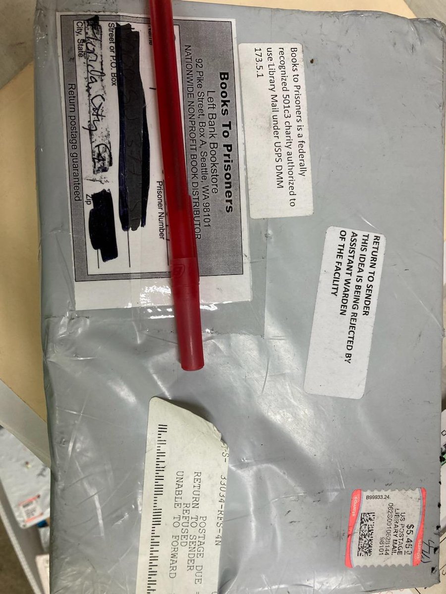 After 50 years of providing books to incarcerated people, we thought we'd seen every flavor of censorship. This FL prison decided to prove us wrong 🙃

"Return to sender: this idea is being rejected by assistant warden of the facility."

Folks, we genuinely couldn't make this up.