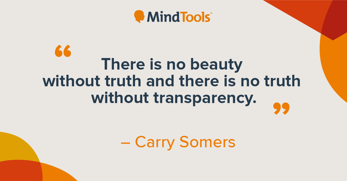 "There is no beauty without truth and there is no truth without transparency." — Carry Somers #MTtalk #Twitterchat