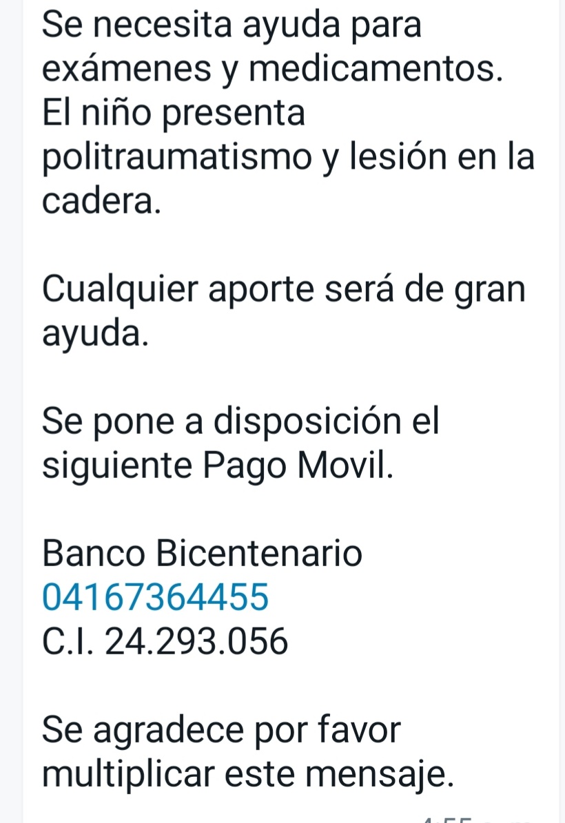 Annymarys's tweet photo. Difundir urgente.  Se necesita toda la ayuda posible para cubrir gastos médicos del niño,  así cmo información para dar con el conductor que ocasionó el accidente y  que se dio a la fuga , así mismo personas inescrupulosas se apropiaron de las pertenencias de la muchacha QEPD. https://t.co/0AuiUa4VWC