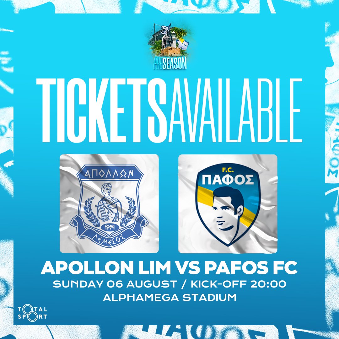 Pafos FC 🎟️ Tickets Available 🎫Tickets will be available tickets.pafosfc.com.cy and at the BLUE STORE of Pafos FC daily and on Saturday and at the ticket offices of the stadium from 18:30! The presentation of a Fan Card is mandatory. #pafosfc #GrowingTogether #preSeason