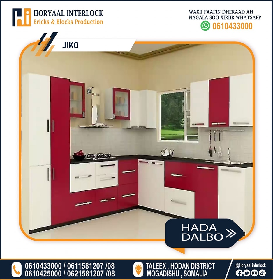 horyalinterlock's tweet photo. Macaamiil Shirkadda Horyaal Interlock  Adeegyada ay ku qabaneeso waxa kamid ah Kitchen Cabinet.
Hadii aad daneeneso ina lagu dhiso jiko aad u qurux badan , Fadlan Nagala soo xiriir.
𝐓𝐄𝐋𝐋:   📷0610433000 / 0610425000
📷0611581207 / 0611581208
📷 𝐌𝐔𝐐𝐃𝐈𝐒𝐇𝐔,𝐒𝐎𝐌𝐀𝐋𝐈𝐀 https://t.co/lhARn9UvJW