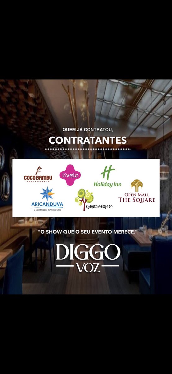 Diggovoz's tweet photo. “O Show que o seu Evento Merece.”

#TheVoiceKids #DiggoVoz #OShowqueoseuEventoMerece
#SpiderManDay #NationalGirlfriendday #Beckysangels #breastfeeding #BoycottCostaCoffee #coup #earthquake #BRASIL #Temblor #vunzigewoensdag https://t.co/L2GT0IyZtV