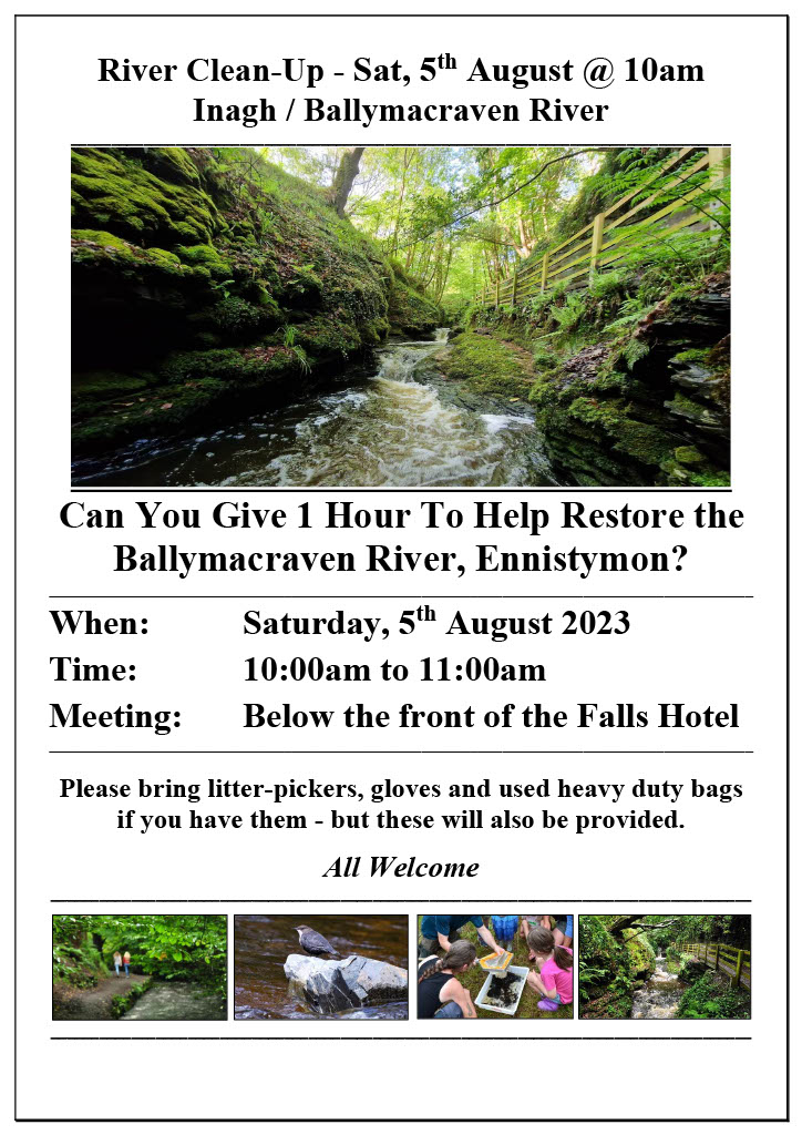 Looking forward to this community event on Saturday morning (5 Aug) @ 10am. All are welcome  

Please R/T

@InaghEIP @ragna_strub @JCKC2016 @theriverinagh
@Fallshotel @InlandFisherIE @GreenerClare
@cormac_mcginley @Banner_Books @press_cheese
@rayofoghlu @TidyTownsIre @hometree__