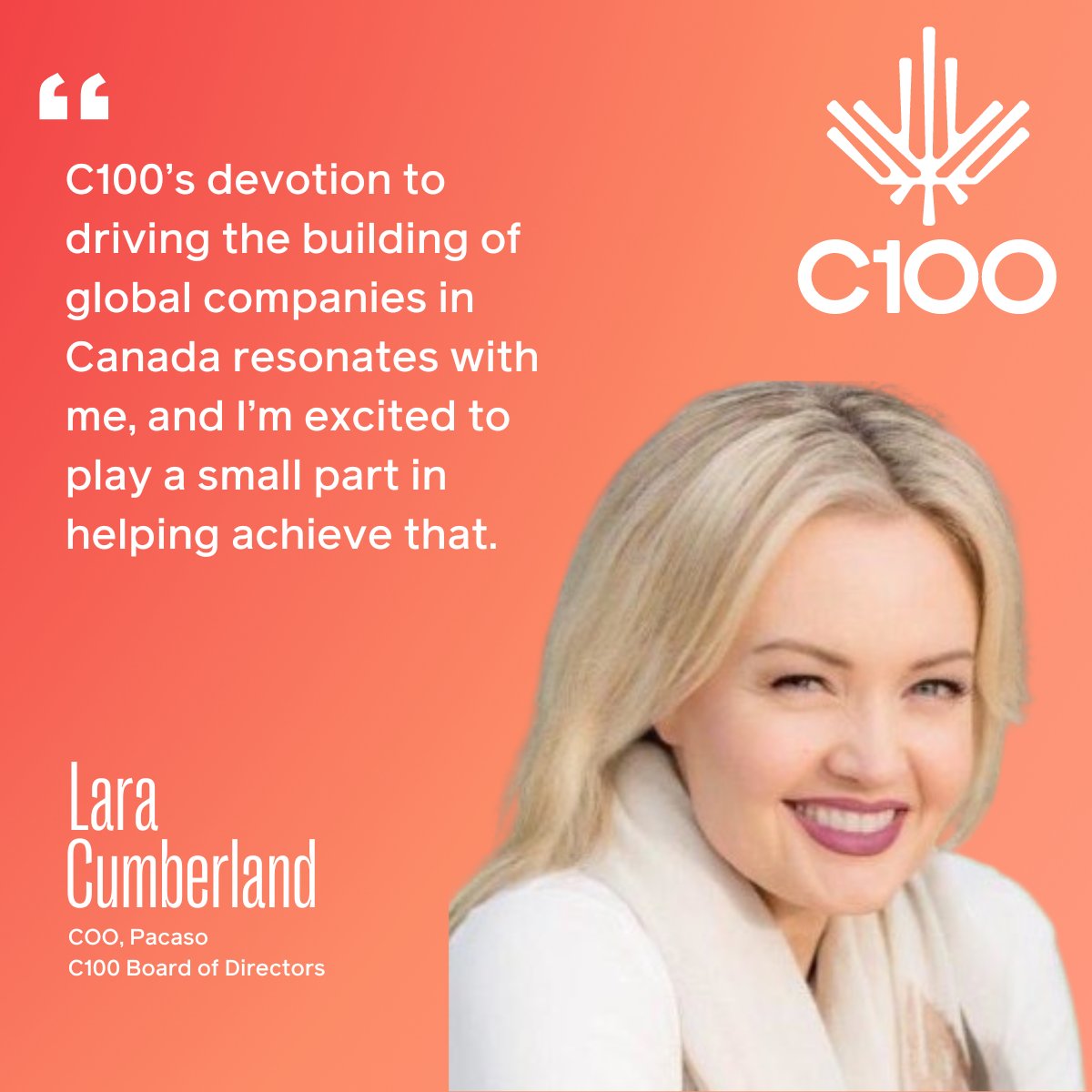theC100's tweet photo. Announcing C100 Board Co-Chair Mike Wessinger &amp; Director Lara Cumberland! Mike is co-founder, former CEO &amp; current exec chair of @PointClickCare. Lara is COO at @PacasoHomes &amp; has over 20 years of experience working at Meta, PayPal, eBay, and IBM. https://t.co/fEGQKpiIk7