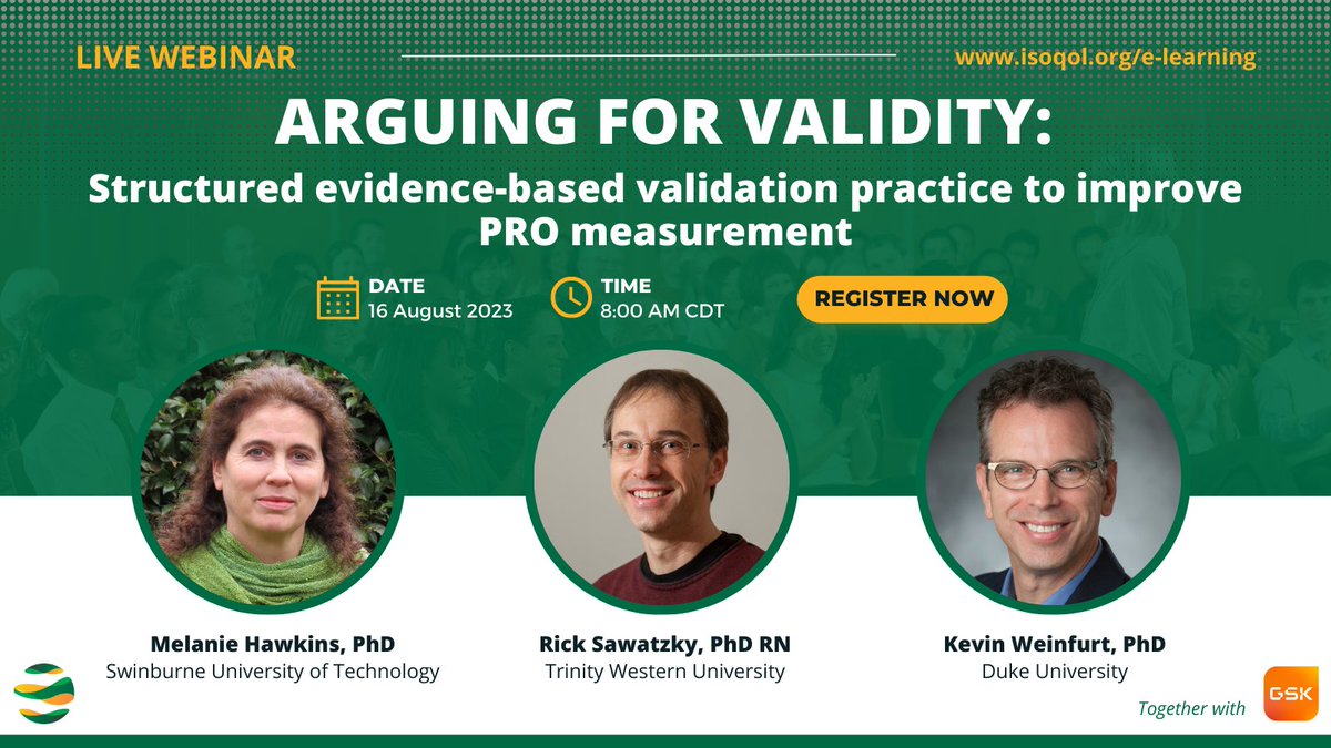 Join <a href="/4MelanieHawkins/">Melanie Hawkins</a> of <a href="/Swinburne/">Swinburne University of Technology</a>,  <a href="/RickSawatzky1/">Rick Sawatzky</a> of <a href="/TrinityWestern/">Trinity Western University</a>, and <a href="/KevinWeinfurt/">Kevin Weinfurt</a> of <a href="/DukeU/">Duke University</a> for this webinar on 16 August. 

Registration is still open! Details at pathlms.com/isoqol/webinar….