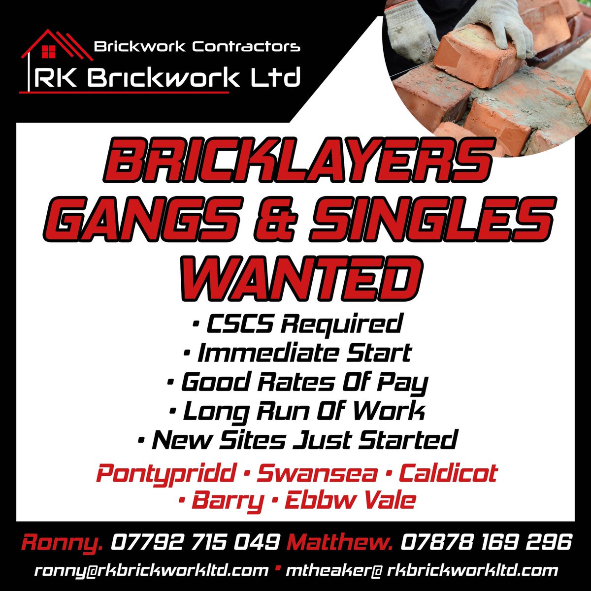 Please share guys. Plenty of work on for the right people.