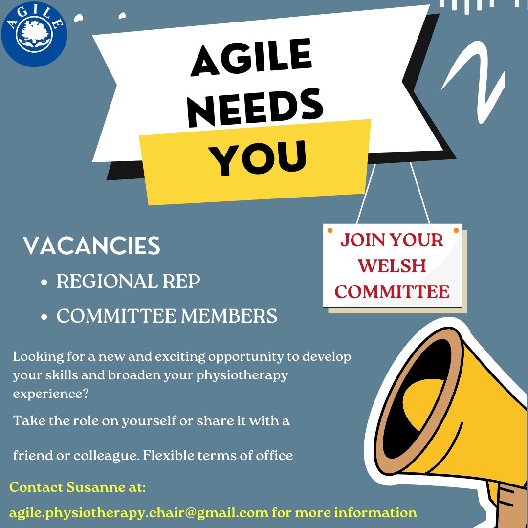 ❗WE NEED YOU❗ If you work in #Wales, we'd love to give you the opportunity to help influence physio work with #olderpeople! Join the AGILE Wales committee! 🐲