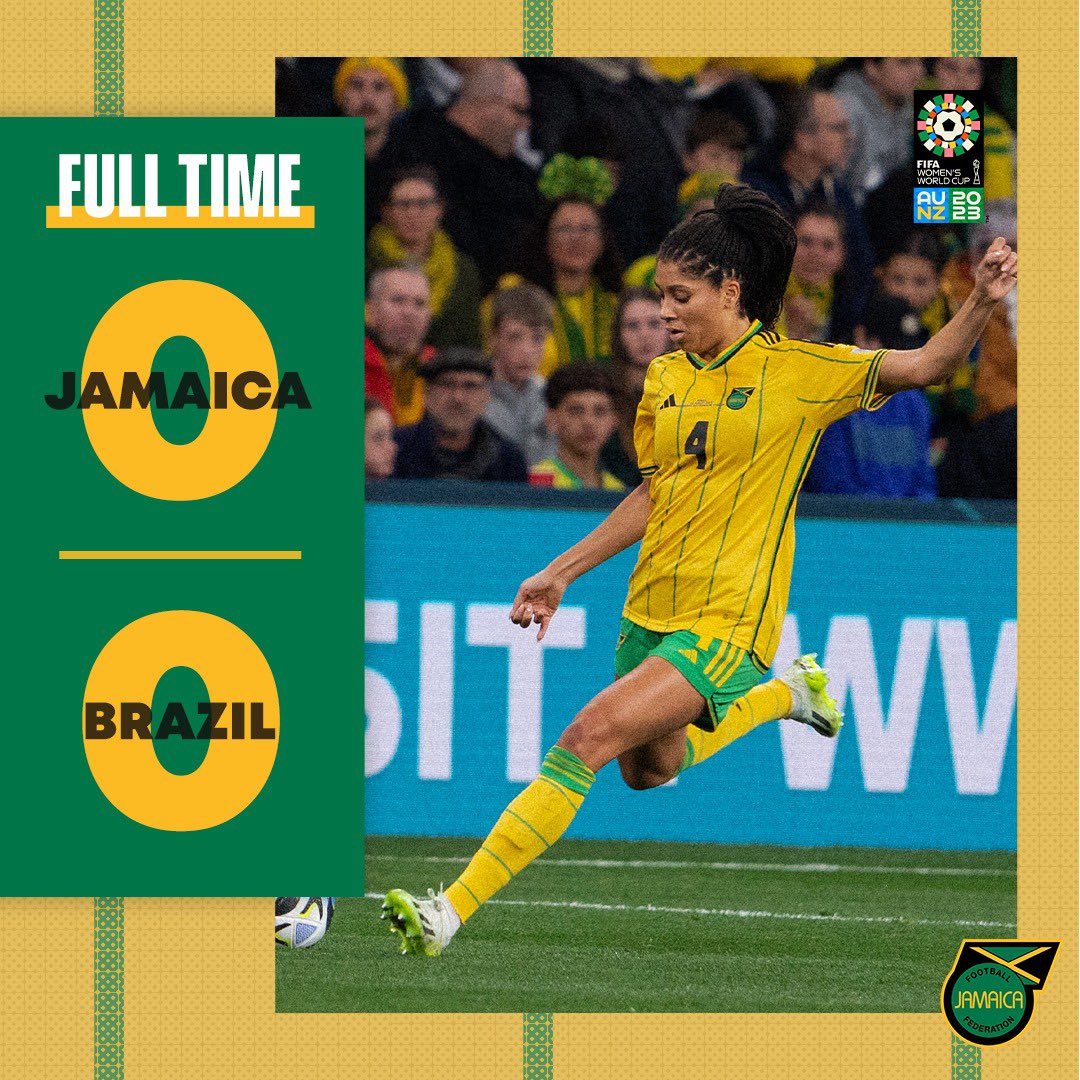 Literal tears in our eyes as we post this! 🥹 The Reggae Girlz will advance to the Round of 16! HISTORY IS BEING MADE RIGHT IN FRONT OUR EYES ✨💫
.
#ReggaeGirlz #FIFAWomensWorldCup #FIFAWWC #JAMBRA #BeyondGreatness #JFF_Football
