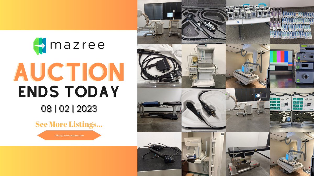 AUCTION ENDS TODAY! Don't miss out on hundreds of medical equipment auctions closing today.

#UsedMedicalEquipment #MedicalDevice #MedicalEquipment #HospitalEquipment #HospitalAssets #MedicalTechnology #MedicalEquipmentDisposition #AssetRecovery #MedicalEquipmentSales #Auction