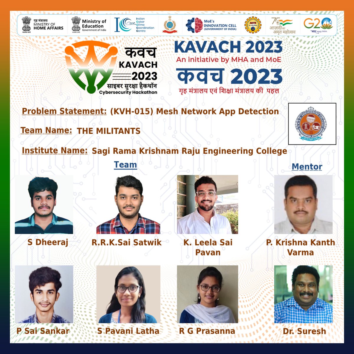 Satwik74333493's tweet image. Dear Twitter Fam,

We are thrilled to share some incredible news with all of you! Our exceptional team has been selected to participate in the prestigious National Level Kavach Hackathon 2023! 🏆🚀
#Kavach2023, #CyberSecurityHackathon, #MinistryOfEducation, #MinistryOfHomeAffairs