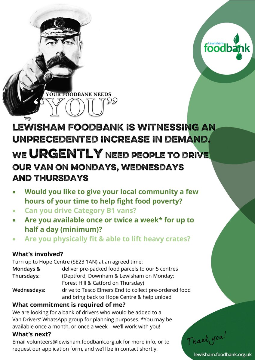 Your Foodbank Needs YOU.

We can’t do what we do without our logistics team. This week we have lost 3 of our van drivers and are on the lookout for people to take their place.

If you’re an experienced driver &amp; can drive cat B1 vans, and have a bit of time to spare… get in touch