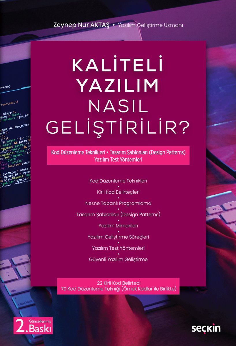 Söz verdiğim gibi, bu twiti beğenip RT edenler arasından 3 kişiye Zeynep Nur Aktaş'ın Kaliteli Yazılım Nasıl Geliştirilir kitabını hediye ediyorum @zeynepnurdilek @seckinyayinevi