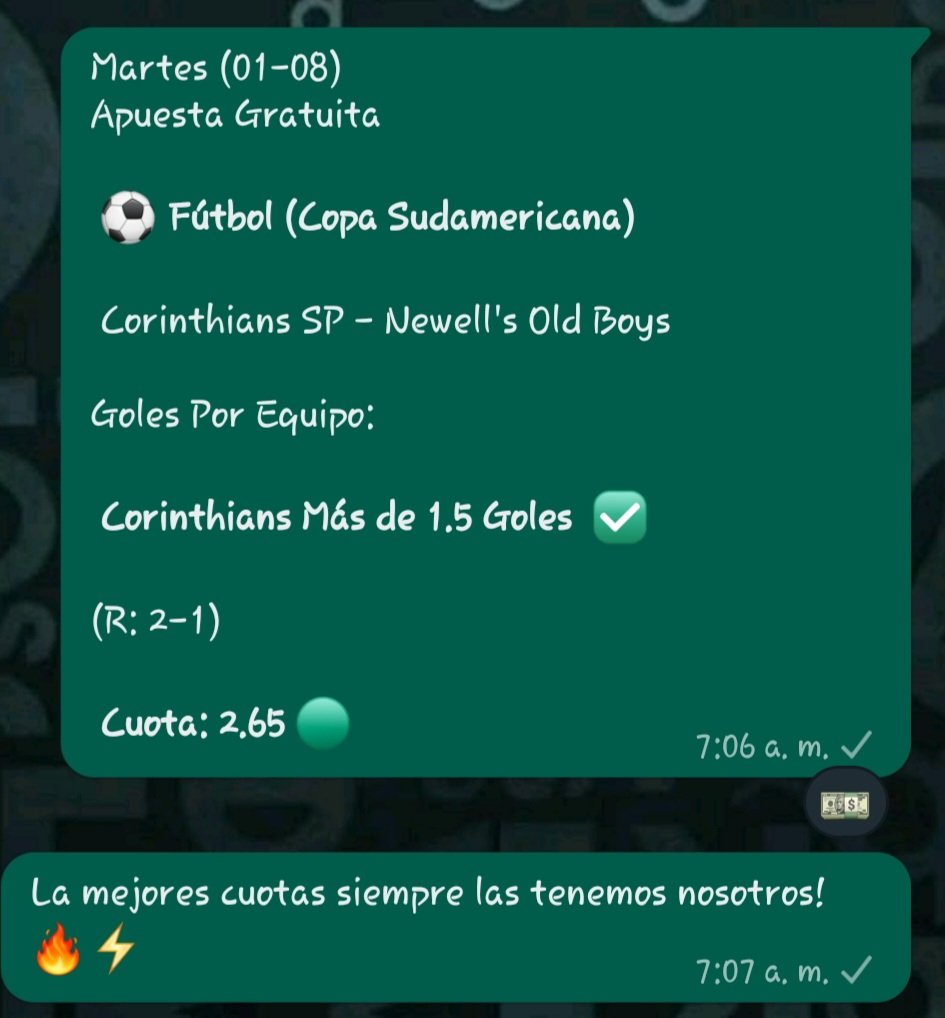 DaemLegacy's tweet photo. Seguímos acertando apuestas de cuotas explosivas con esta selección de #CopaSudamericana 💣⚡️🔥  La mejor información para tu parley la obtendrás con nosotros, síguenos y gana también! 👇🏽👇🏽👇🏽

https://t.co/IzydS2GWEP https://t.co/FVeGg6tyZN