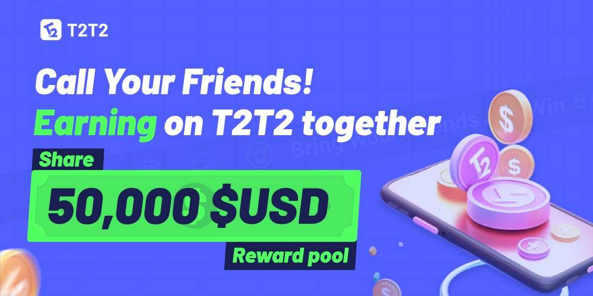 T2T2_official's tweet photo. 🔥Not one to be missed!🔥

We are so excited that a combination of innovative task features and social-driven initiatives is living on our application, where attaching hottest rewards.
👉https://t.co/KdQe557zGM

Bring your friends and join T2T2 to create a dynamic Web3 ecosystem!
#OG #USDT #Airdrop #Giveaway