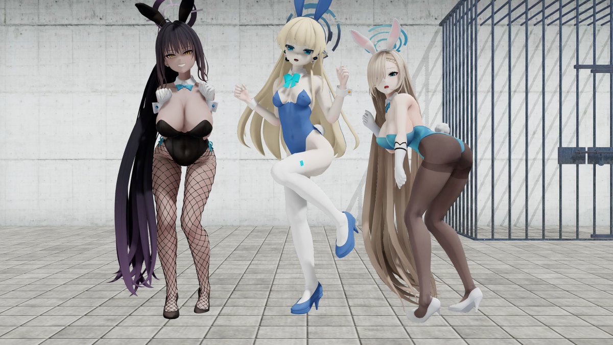 harusame_aoneko's tweet photo. > バニーの日なんてツイッターで
また流れてきましたので
ブルアカ　トキ　アスナ　カリンで
石化 #odaibako_harusame_aoneko https://t.co/DXhwn2tlAg