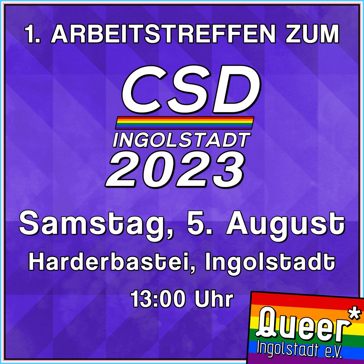 CSDIngolstadt's tweet photo. Wir laden euch diesen Samstag in die Harderbastei ein zum 1. Arbeitstreffen für den CSD Ingolstadt 2023! 🏳️‍🌈🏳️‍⚧️

Zusammen werden wir das diesjährige CSD-Banner malen. 😊

Kommt gerne vorbei! 😁

#ingolstadt #queeringolstadt #csdingolstadt #csdingolstadt2023 #lgbtq #pride https://t.co/UYdEPfRHUI