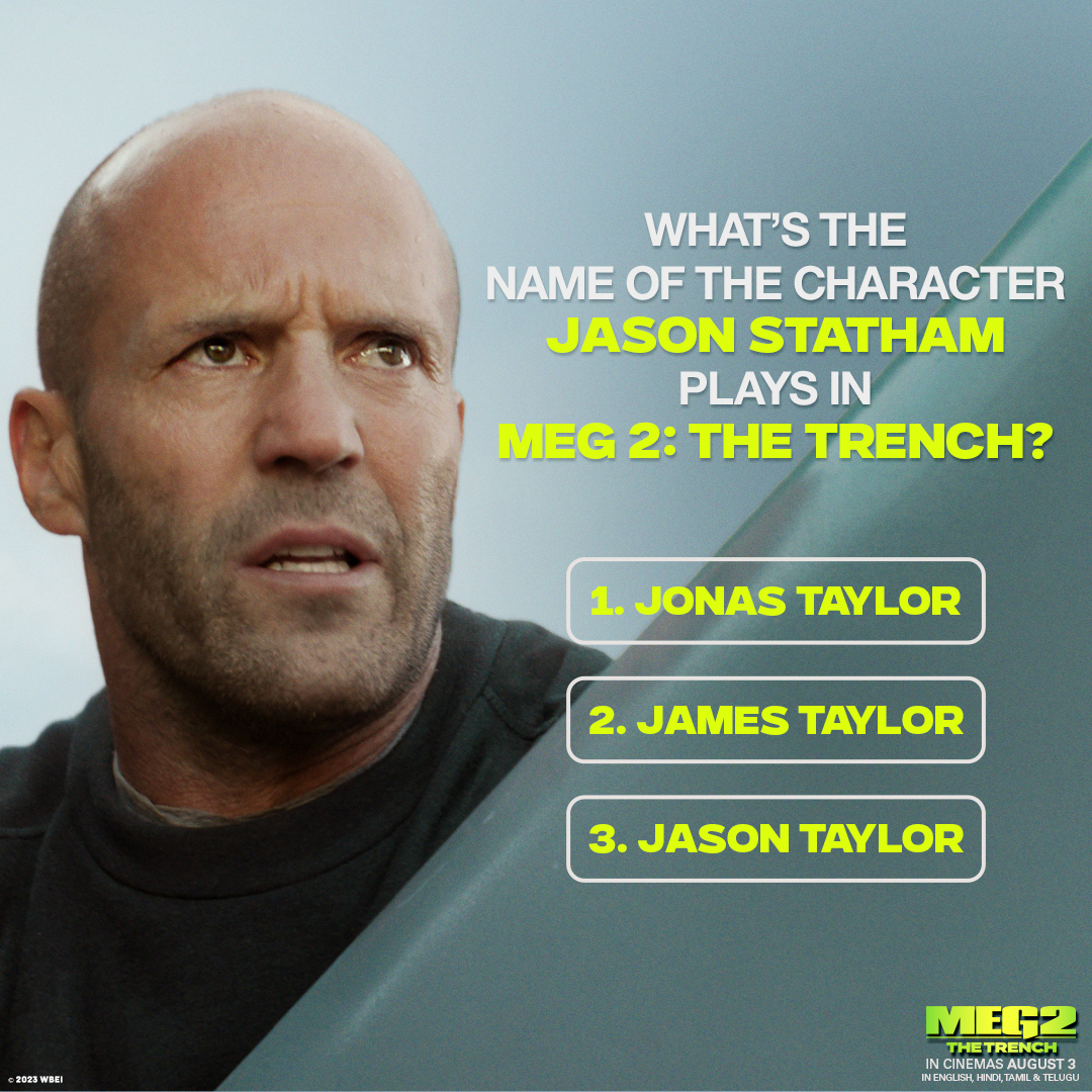#Question1 of #Meg2MovieContestIndia ​
Can you name the fearless protagonist portrayed by #JasonStatham in Meg 2: The Trench?​
​
Participate in the contest &amp; stand a chance to win movie tickets to #Meg2: The Trench. Rules mentioned in the comments below 👇 
​
#WarnerBrosIndia