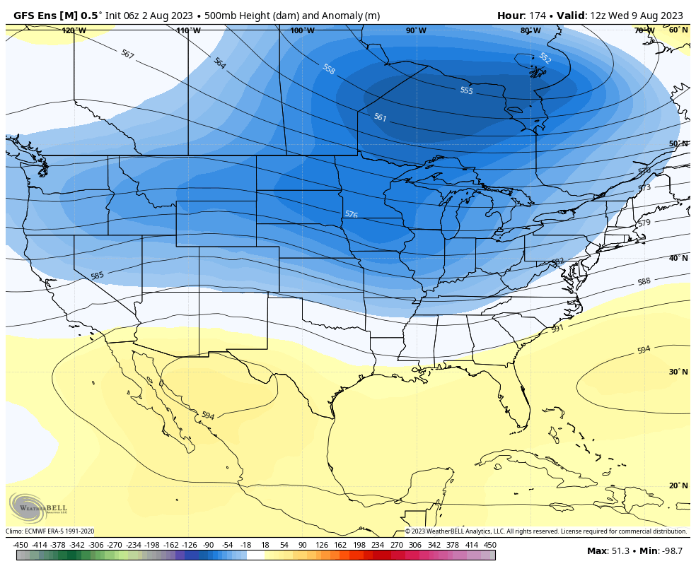 TonyPannWBAL's tweet photo. The first 10 days of August look fairly close to "normal" here in the Mid Atlantic. There will be a few hot days, but no extended heat waves. The coolest weather will be across the Mid West and Great Lakes. 👇 Even the SW and Gulf Coast will cool off a little. #AugustWeather https://t.co/p5tEqq8QO1
