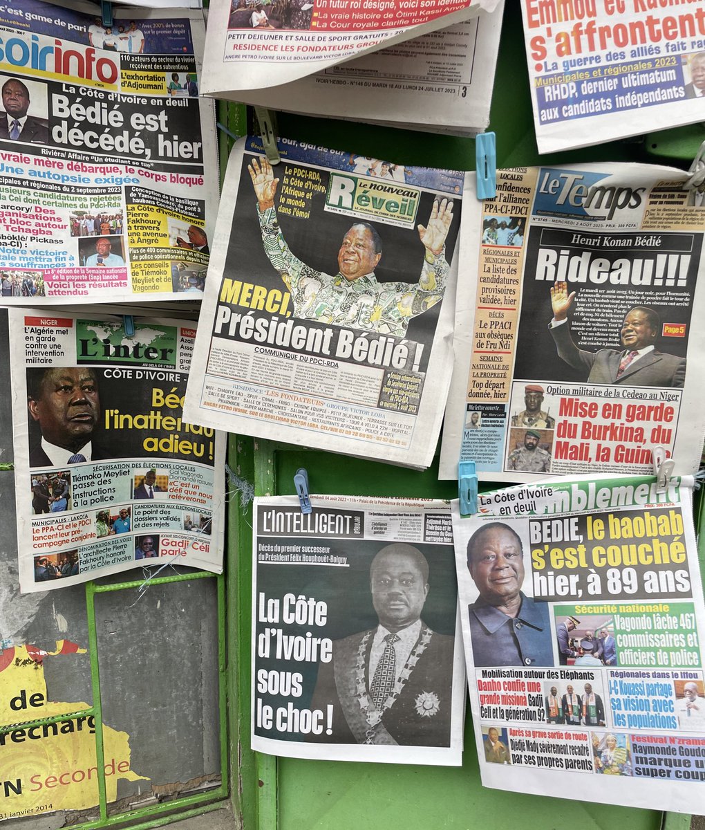 EfaSheef's tweet photo. Les journaux ivoiriens après la mort de l’ancien président Henri Konan Bédié #CIV https://t.co/7PKlFyqzpc