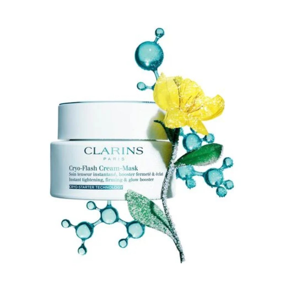 Introducing the NEW Clarins Cryo-Flash Cream-Mask Inspired by the newest cryotherapy techniques, this ten-minute cooling mask is designed to restore radiance and ensure the skin feels firmer after just one use. Available to shop on our website today > bit.ly/clarins-cryo-f…