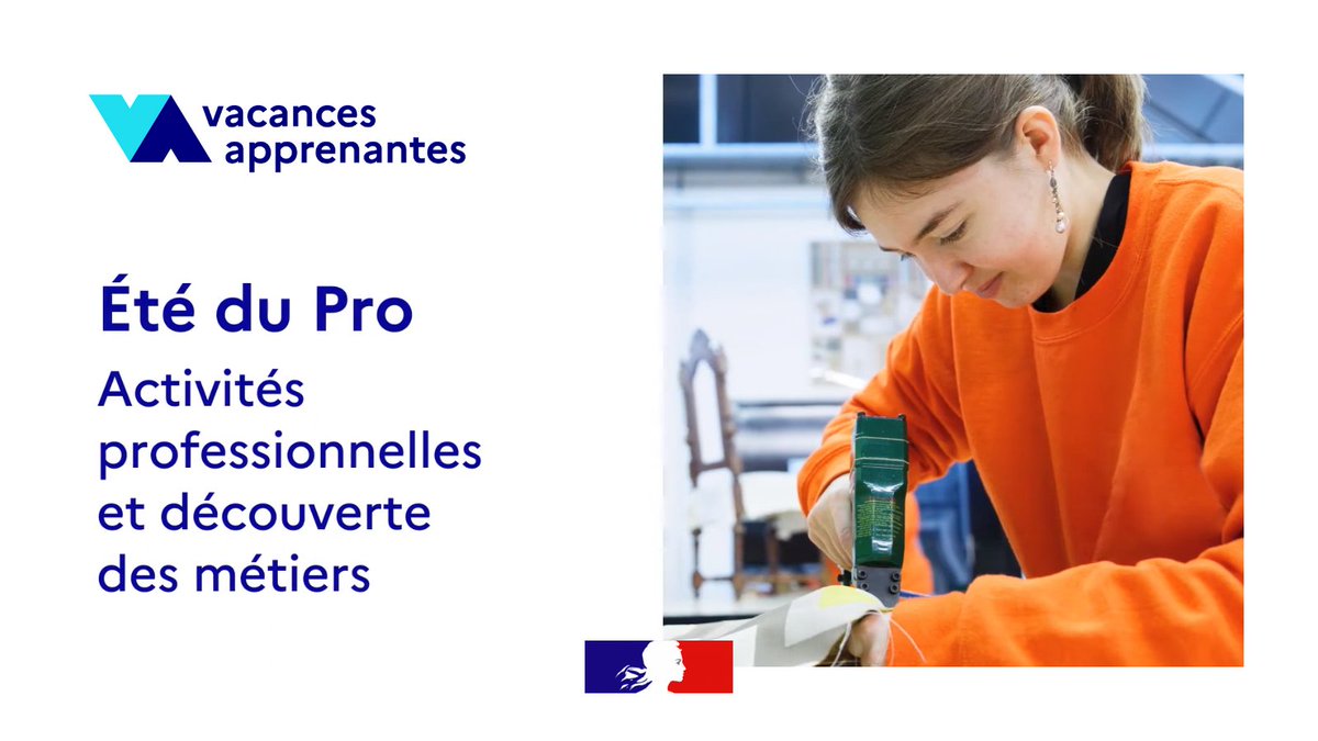#LeSaviezVous ? Pendant l'été, le dispositif "L'Été du Pro" permet aux élèves de lycée professionnel de découvrir de nouvelles filières, de nouveaux métiers dans le cadre de sorties et activités ludiques, ainsi que de renforcer leurs compétences.
👉education.gouv.fr/ete-2023-les-v…