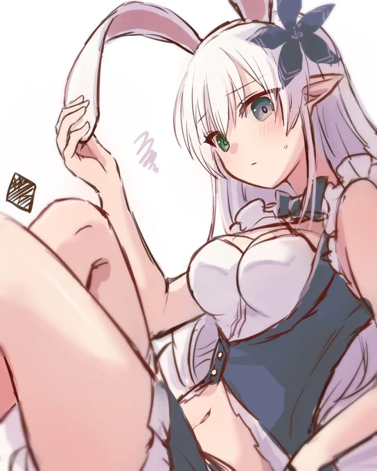 バニーの日と聞いて バニーメイド的な真白エルフさんらくがき