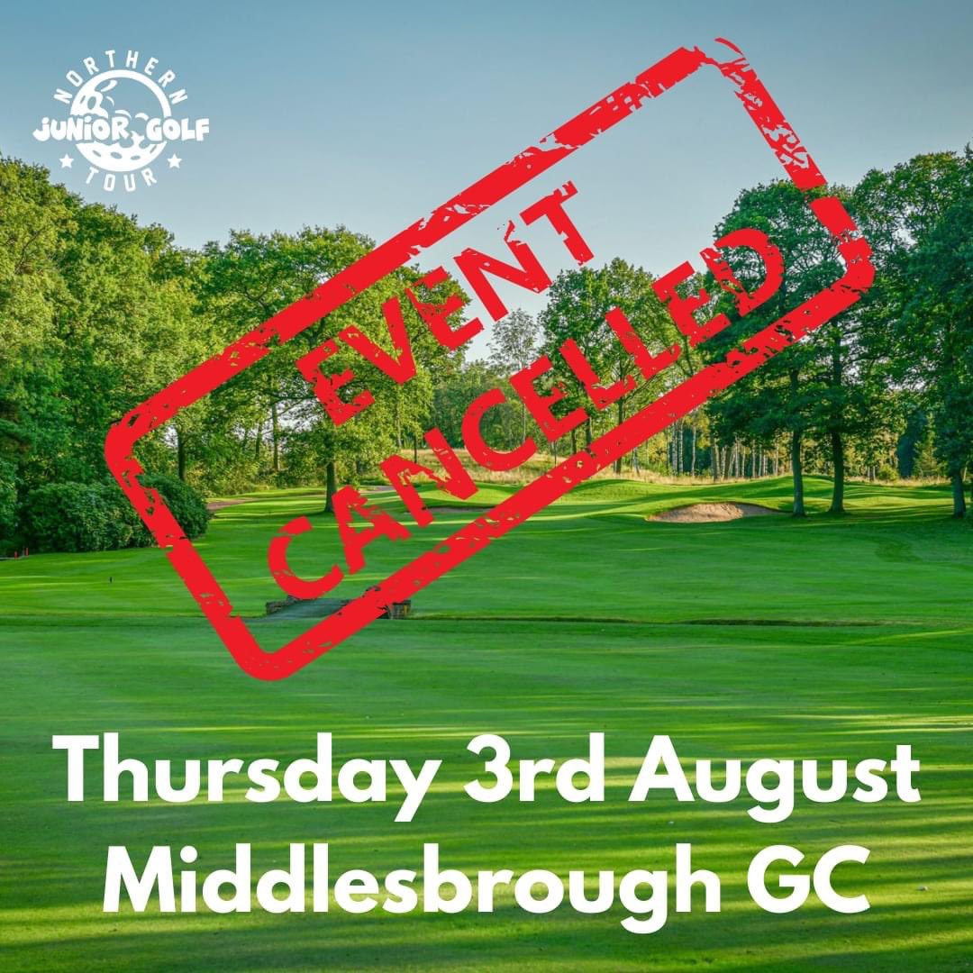 🚨EVENT CANCELLATION🚨

Unfortunately, due circumstances out of our control, the course is closed today with a very high possibility that it will be closed tomorrow. 

New date - Wed 23rd Aug <a href="/MGC1908/">Middlesbrough Golf Club</a> tee times 12pm-4pm). 

golfgenius.com/pages/89266661…