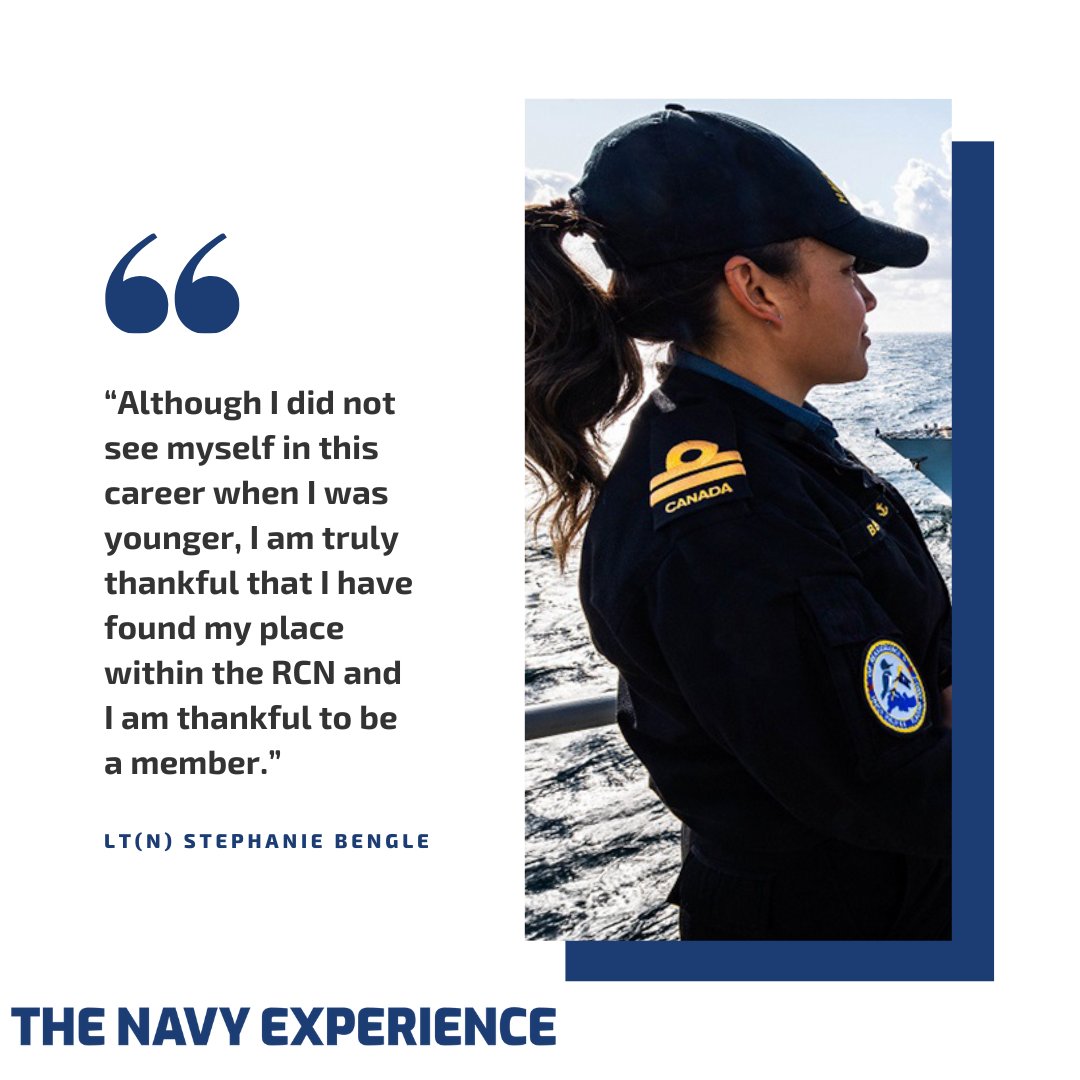 “...I am truly thankful that I have found my place within the RCN and I am thankful to be a member.” - Lt(N) Stephanie Bengle This quote is one of the many reasons to join the Naval Experience Program! Interested? canada.ca/en/navy/nep.ht… Or send us a DM!