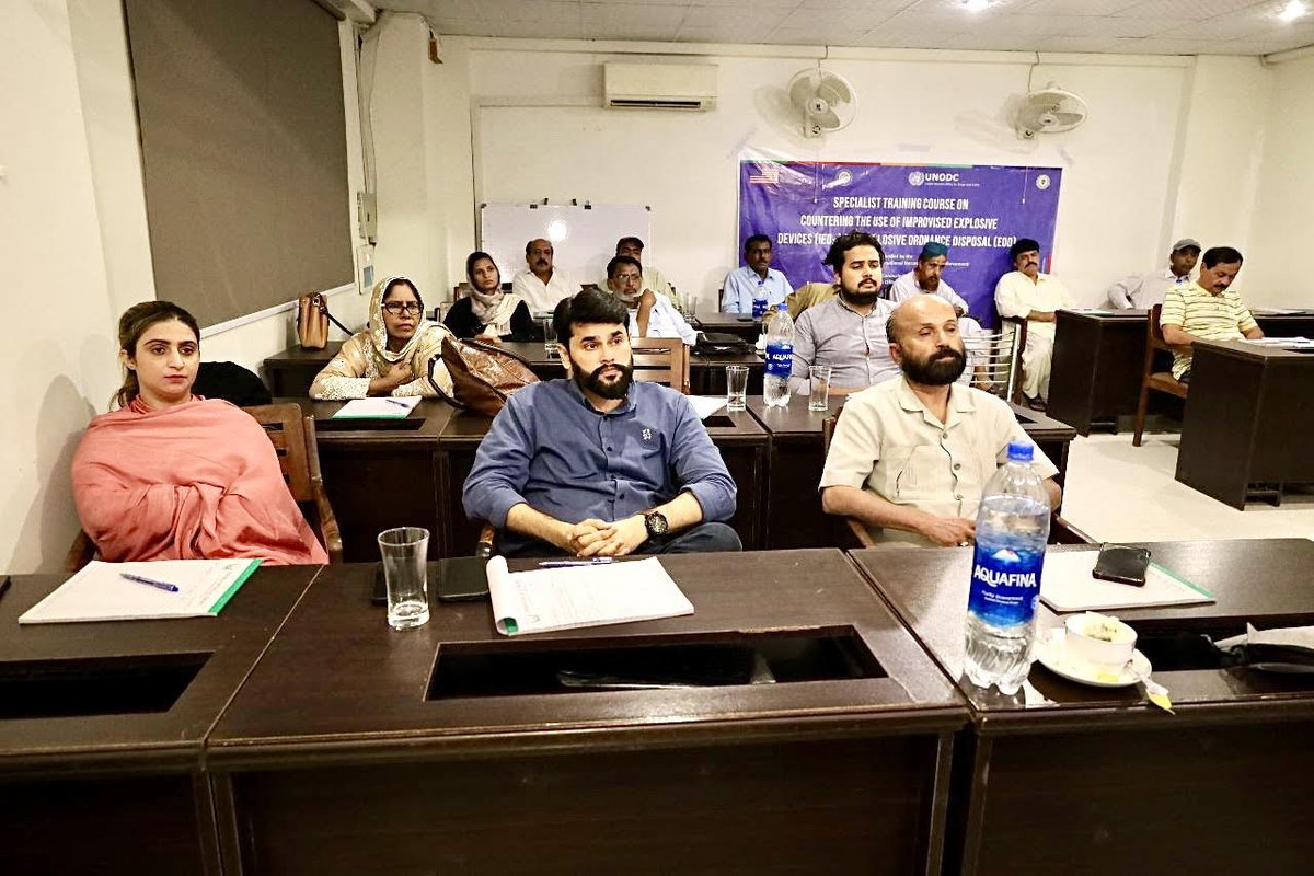 UNODCPakistan's tweet photo. Commencing a Specialist Training on Countering IEDs and EOD in Karachi! Building capacities of Civil Defence Department Sindh to enhance public safety. Thanks to @StateINL for funding this vital initiative. 
#CounterIED #PublicSafety #Collaboration https://t.co/imr7MJwFQf