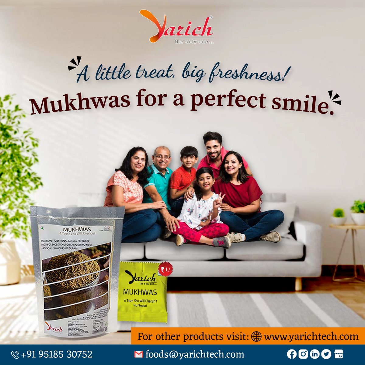 YarichTech's tweet photo. Experience the Harmonious Blend of Sweet and Tangy with ๐๐๐ซ๐ข๐๐ก ๐๐ฎ๐ค๐ก๐ฐ๐๐ฌ Mouth Freshener.
๐๐จ๐ง๐ญ๐๐๐ญ ๐๐ฌ:- 95185 30752
#yarichtech #MouthFreshenerDelights #SavorTheMukhwas #FlavorfulBite #MukhwasMagic #TasteOfTradition #CrunchyCravings #MukhwasMunchies https://t.co/hE2vEwVgPi