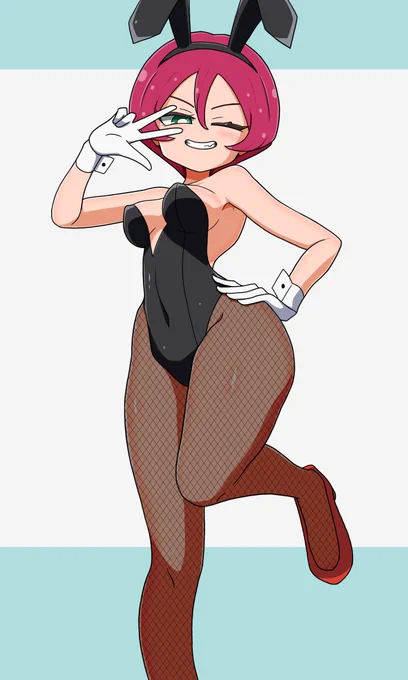 #バニーの日 に間に合わせたバニーラングレーちゃん 決め顔ウインクと照れ顔の2パターンご用意しました