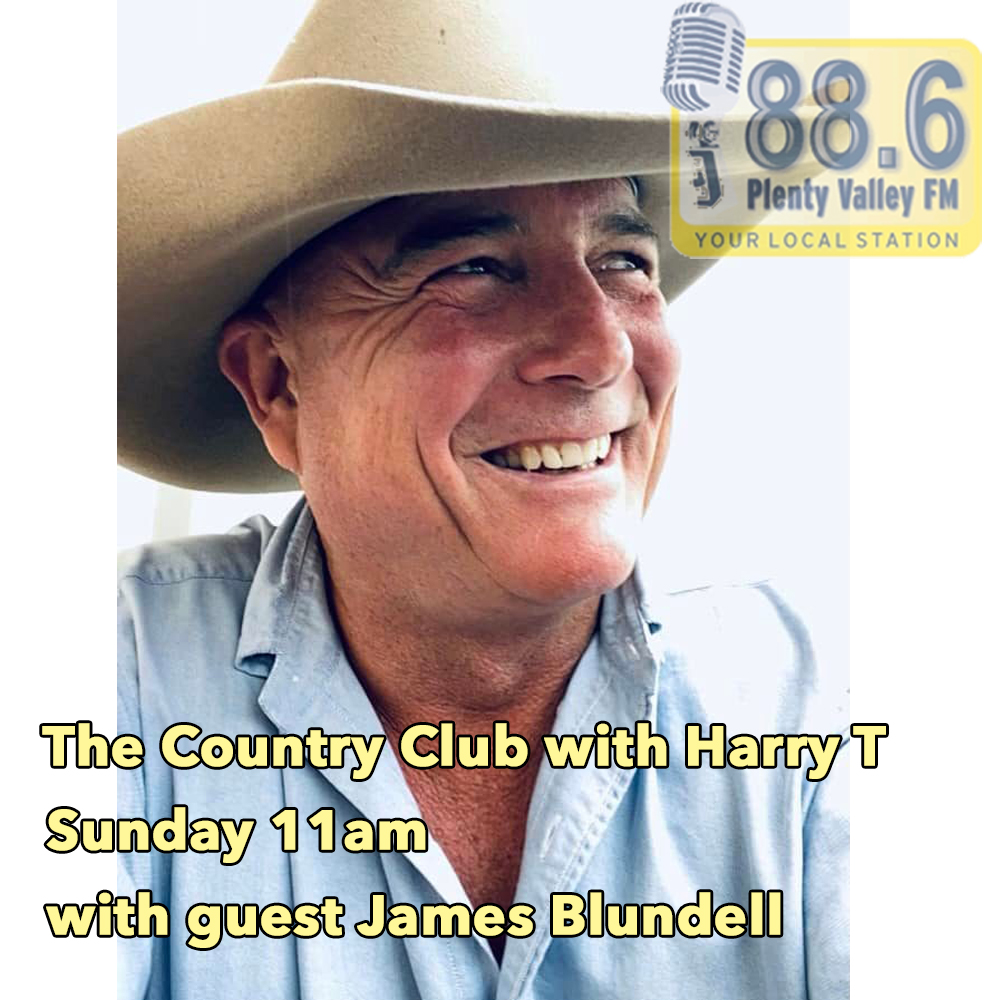 PlentyValleyFM's tweet photo. On the Country Club's 300th show this Sunday, Harry T will have the privilege of chatting with none other that the legendary James Blundell!

Tune in from 11am to hear the single and the conversation, along with three hours of really great country tunes https://t.co/IIXtPJM7V7