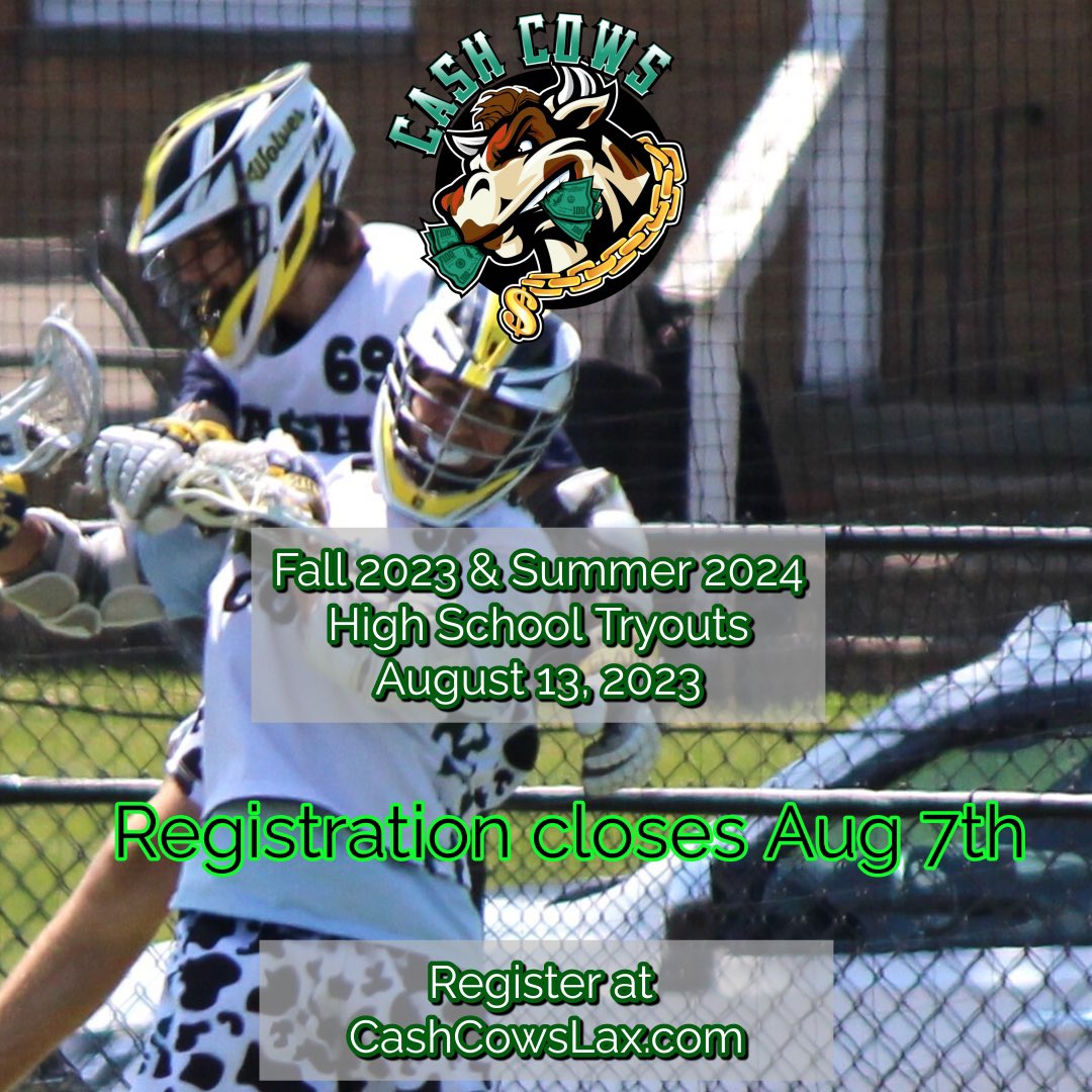 REGISTRATION CLOSES AUG. 7

Tryouts for High School Fall 2023 &amp; Summer 2024 Aug 13, at Clarkston High School! #MOOOOO