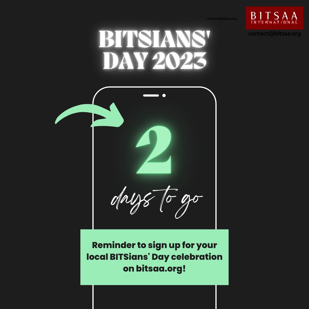 BITSAA's tweet photo. And Don't forget to flaunt your BITS Tshirt

#BITSiansDay #2Daystogo https://t.co/NZPKFhVVs5