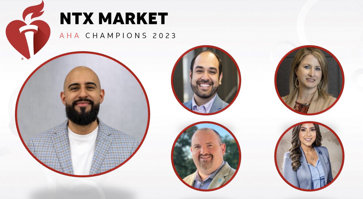 The American Heart Association campaign is underway! 

We can’t wait to see the impact these champions will make for the NTX market! Congrats David, Darius, Kendra, Cliff, and Gisela! #NTXHasHeart ❤️❤️

<a href="/LynetteMAguilar/">Lynette Aguilar</a> <a href="/SSanjuaneloS/">Sandra S Sanjuanelo</a> @gowestregion <a href="/dbustamante1210/">David Bustamante</a>