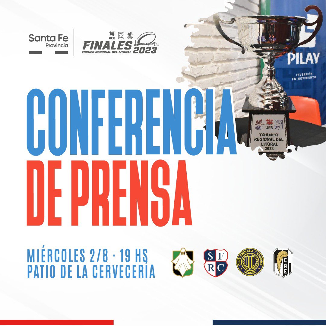 santaferugby_'s tweet photo. 👉🏻Este miércoles a las 19hs se dará la conferencia de prensa oficial de las finales del TRL 2023.

📌 Los partidos del 5 de agosto 👇

✅ 12.30 hs. @miclubGER vs. @DuendesRC 
✅ 14.30 hs. @santaferugby_ vs. @elrugbydelcae https://t.co/JXnoAixvfQ