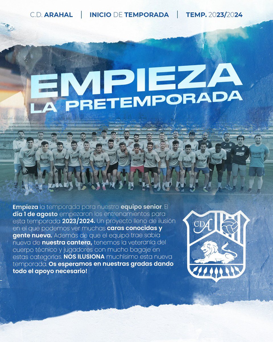 Nuevas ilusiones desde el C.D.Arahal 🔵⚪️🦁⚪️🔵#fuerzacda #abonatetieso #FUTBOLBASE