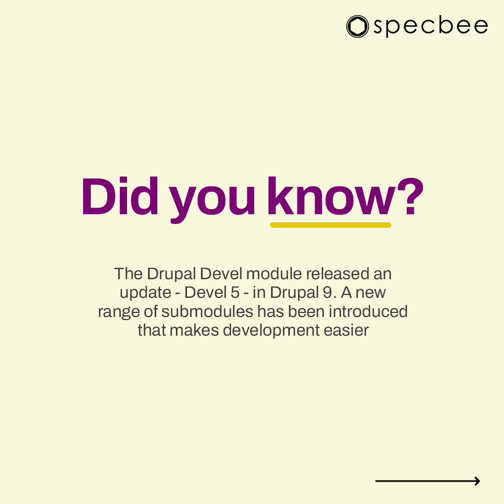 specbee's tweet image. 🚀 Discover Devel Generate: Automatically generate dummy content for testing your Drupal site - users, content, images, and more!
💡But remember! Take advantage of Devel only in local dev environments, not in production!
#Drupal9 #DevelModule #Devel5 #DrupalDevelopment
