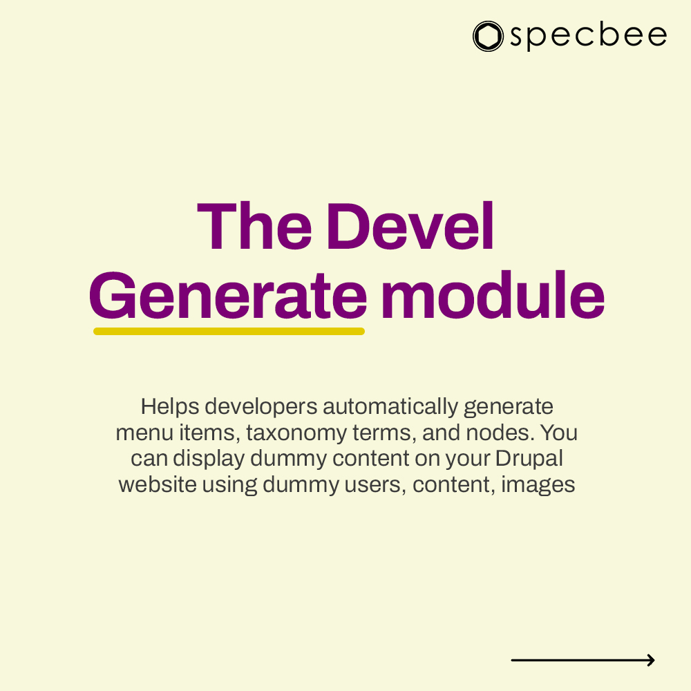 specbee's tweet image. 🚀 Discover Devel Generate: Automatically generate dummy content for testing your Drupal site - users, content, images, and more!
💡But remember! Take advantage of Devel only in local dev environments, not in production!
#Drupal9 #DevelModule #Devel5 #DrupalDevelopment