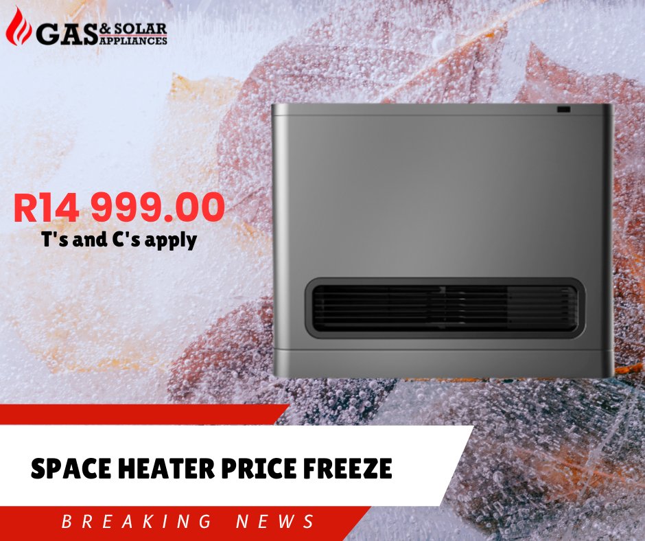📣𝗕𝗿𝗲𝗮𝗸𝗶𝗻𝗴 𝗡𝗲𝘄𝘀 📣
There is a price freeze on space heaaters.
🙌𝗔𝘃𝗮𝗶𝗹𝗮𝗯𝗹𝗲 𝗳𝗼𝗿 𝗮 𝗹𝗶𝗺𝗶𝘁𝗲𝗱 𝘁𝗶𝗺𝗲 𝗼𝗻𝗹𝘆. 🙌
Shop Now: gasandsolarappliances.co.za
#gasgeyser #laybyesaccepted #gasgeysers #gasheaters #cookbook #gashob #loadshedding #GasAppliances