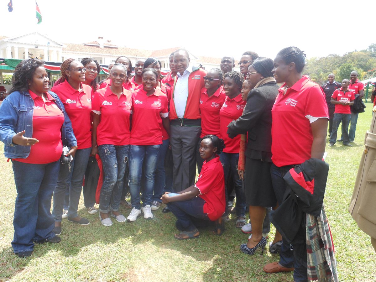 MichKatami's tweet photo. FB reminder -10 years ago today we were at State House with the rugby teams.

2nd August 2013 - President Uhuru Kenyatta  received  flag from Kenya 7s; received CAR7s, Kenya 15s Elgon Cup and CAR Cup trophies. 

President hand over the flag to athletics team to Moscow

(📸/ Me) https://t.co/Kq5d3rBVWr