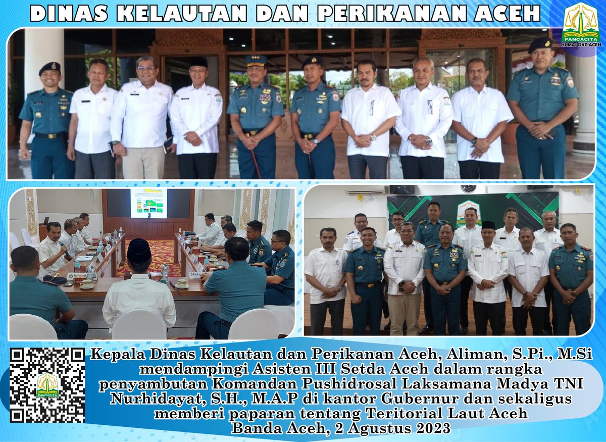 DkpAceh's tweet photo. Kepala Dinas Kelautan dan Perikanan Aceh, Aliman, S.Pi., https://t.co/ayo1q7YJ0T mendampingi Asisten III Setda Aceh
Banda Aceh, 2 Agustus 2023
#PjGubernurAceh
#KadisDKPAceh
#TeritorialLautAceh
#HumasAceh https://t.co/Jm6xDp85zh